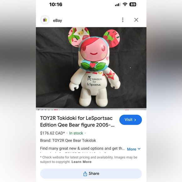 Vintage TOY2R Tokidoki for LeSportsac Edition Qee Bear figure 2006 - Picture 5 of 5
